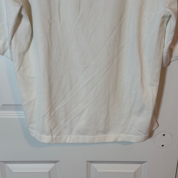 NWT Ann Taylor White Short Sleeve Sweater Eyelet Detail on back Size XL Tall - Picture 4 of 7